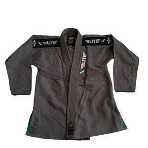 Elite Sports Jiu Jitsu Gi Top Size A1 Adults Gray Long Sleeve Top No Belt